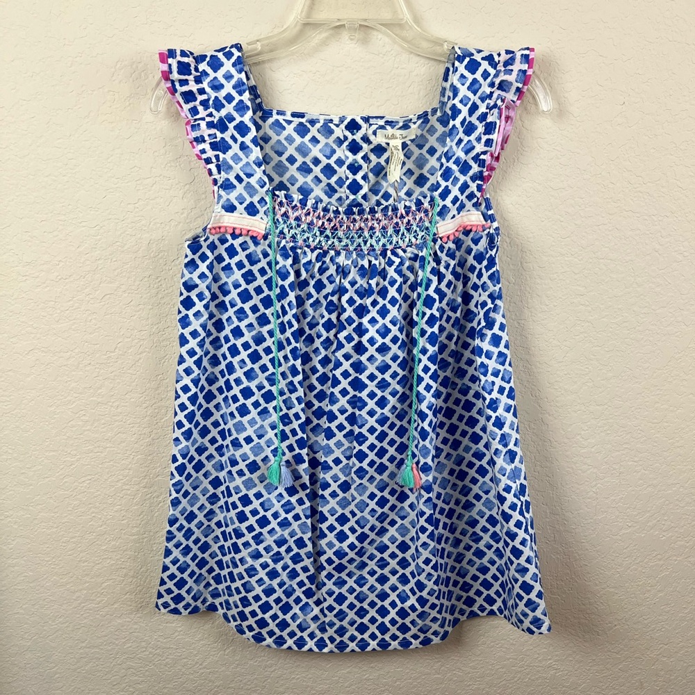 Matilda Jane Adventure Begins Wandering Waters Top Size Extra small Blue White